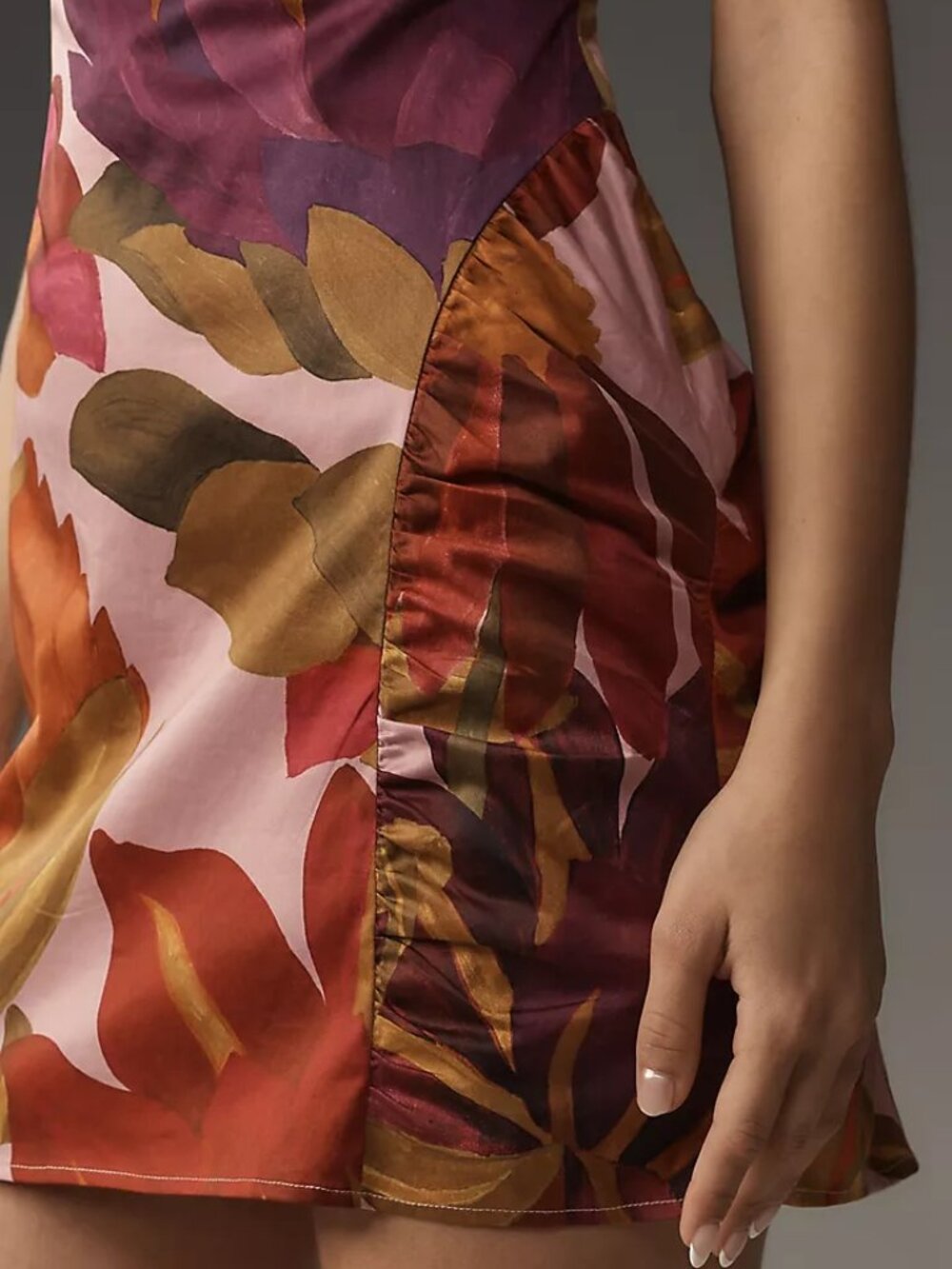 Anthropologie Farm Rio Puff-Sleeve Square-Neck Slim Mini Dress size XXS Tropical - Picture 4 of 16